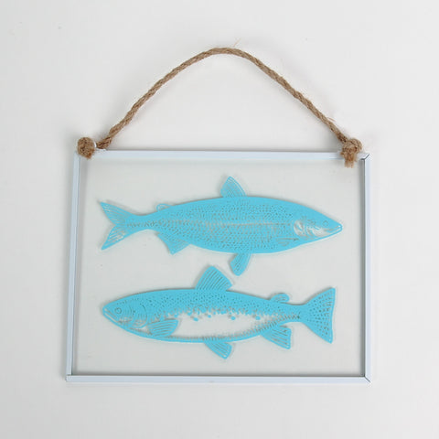 Glass Hanger Fish Decoration in Turquoise by Gisela Graham