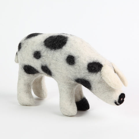 Black and White Spotted Felt Pig by Amica