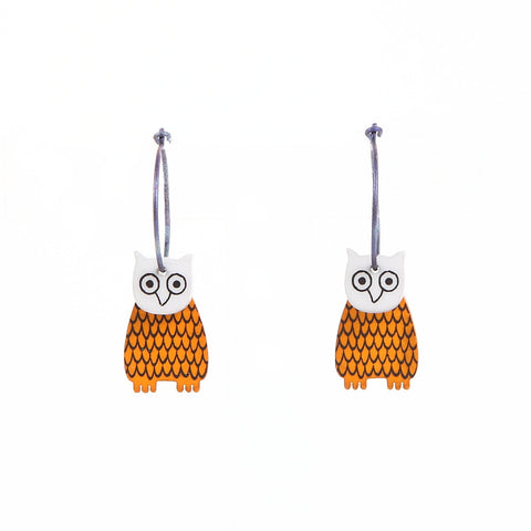 Lene Lundberg K-Form Tan Owl Earrings