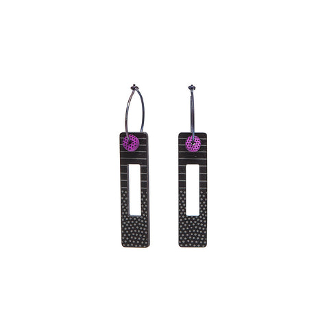 Lene Lundberg K-Form Black and Purple Tab Earrings