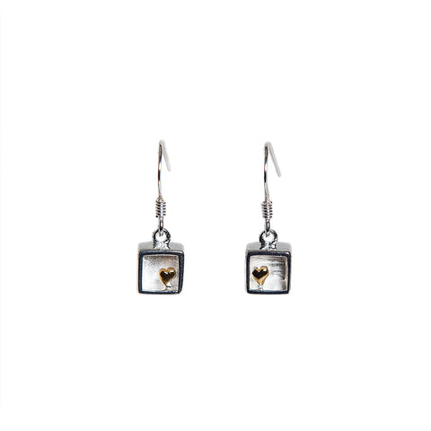 Christin Ranger Sterling Silver Heart of Gold Drop Earrings