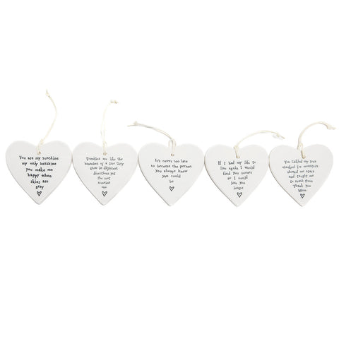 East of India Round Ceramic Hearts with Sentiments (3)