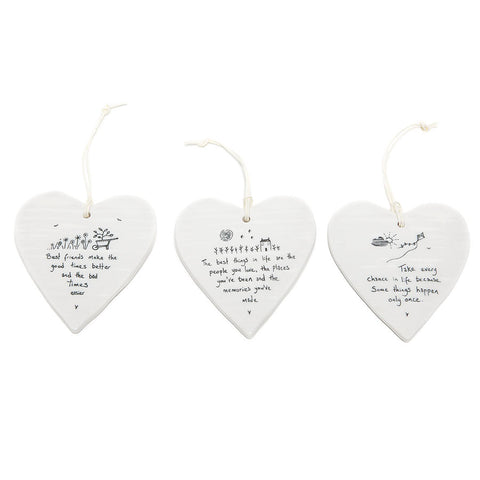 East of India Round Ceramic Hearts with Sentiments (6)