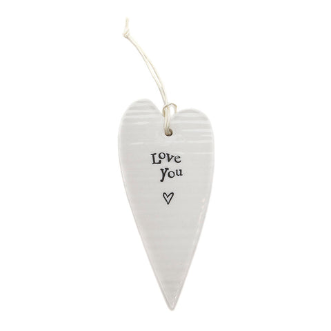 East of India 'Love You' White Ceramic Heart