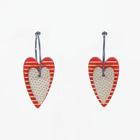 Lene Lundberg K-Form Double Heart Earrings