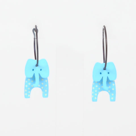 Line Lundberg K-Form Blue Elephant Earrings