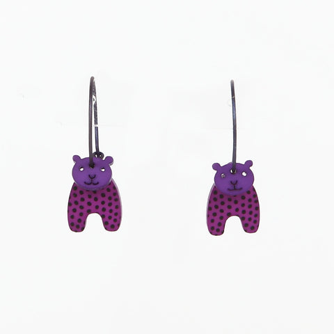 Lene Lundberg K-Form Purple Bear Earrings