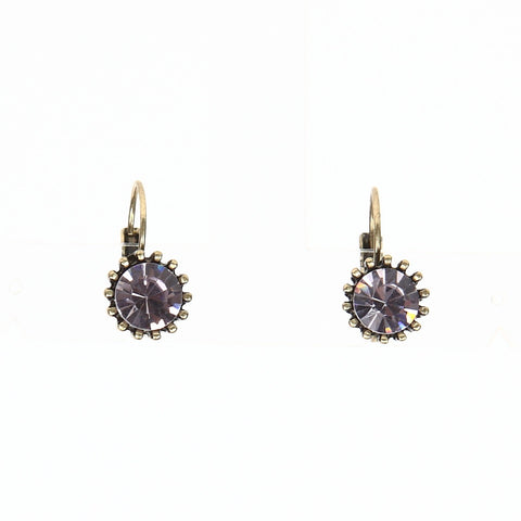 Lovett Light Purple Crystal on Antique Brass French Wire Earrrings