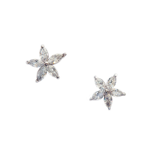 Tiny Crystal Flower Stud Earrings by Eastar
