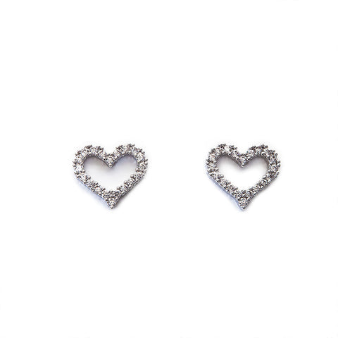 Sparkly Crystal Set Hollow Heart Earrings