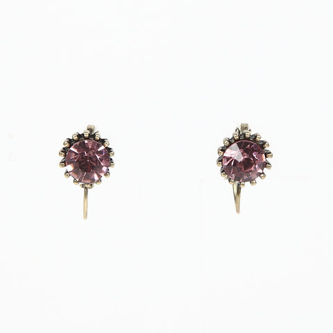 Lovett Vintage Swarovski Rose Crystal on Antique Brass Finish French Wire Earrings
