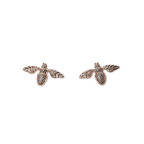 Tiny Rose Gold Bee Earrings