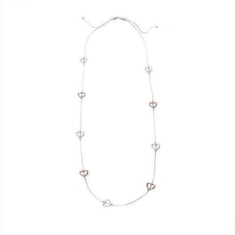 Eastar Adjustable Silver/Rose Gold Hearts Necklace