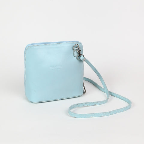 Genuine Leather Small Shoulder Bag in Pale Blue