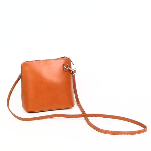 Genuine Leather Small Shoulder Bag in Orange