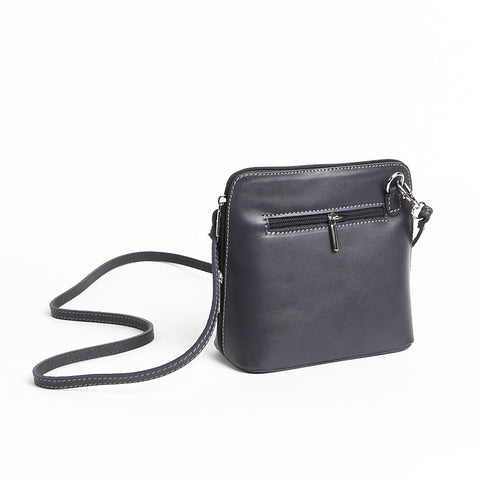 Genuine Leather Small Shoulder Bag in Dark Grey