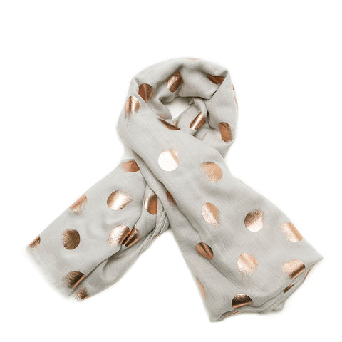 Grey Smudged Rose Gold Spots Scarf
