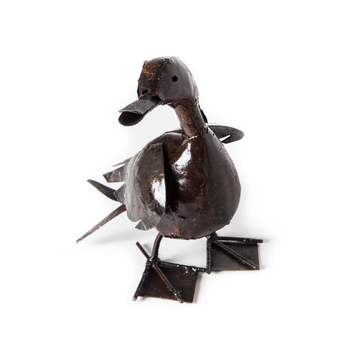 Small Brown Metal Duckling garden ornament