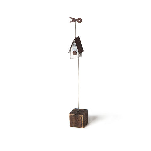 Mini Bird House Metal Sculpture by Sarah Jane Brown