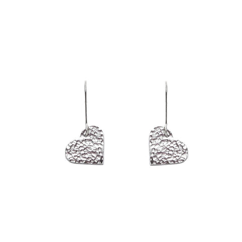Just Trade Hammered Silver Finish Heart Earrings