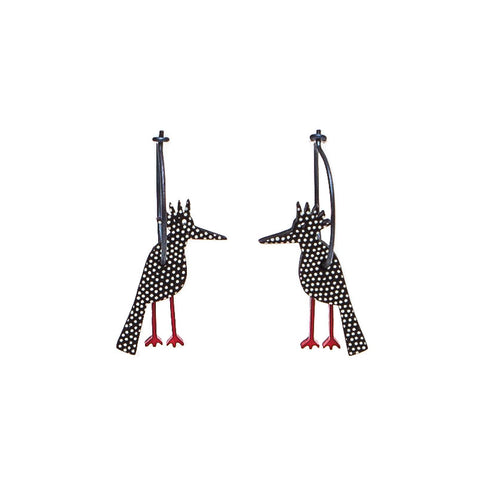 Lene Lundberg K-Form Black and White Spotty Bird Earrings