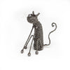 Knitted Wire Sitting Cat Sculpture by Sarah Jane Brown