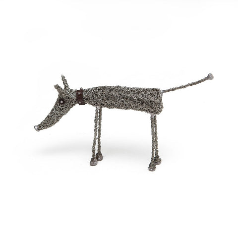 Knitted Wire Standing Dog Sculpture by Sarah Jane Brown