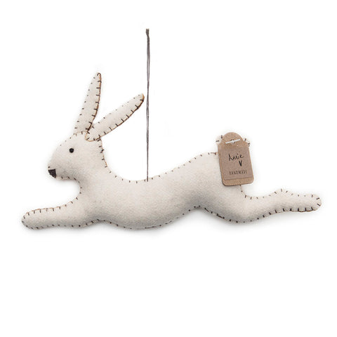 East of India Cream Felt Annie the Hare Hanging Decoration
