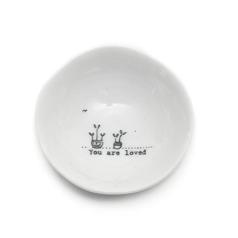 East of India Glazed Small Porcelain 'You are Loved' Dish