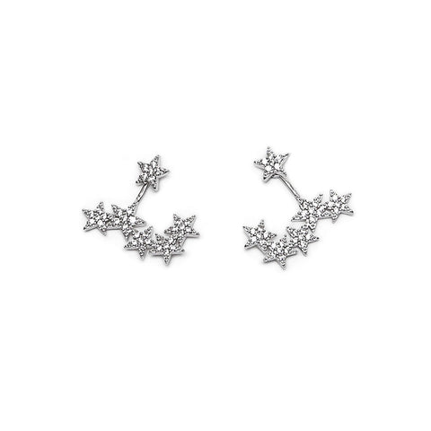 Crystal Star Stud Earrings with Back Story of Stars
