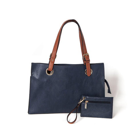 Navy Wide Shopper Style Bag from Long & Sons