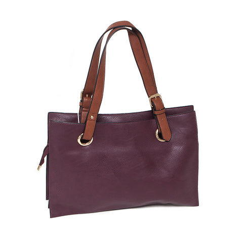 Red Wine Wide Shopper Style Bag