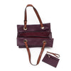 Red Wine Wide Shopper Style Bag interior view with included matching purse