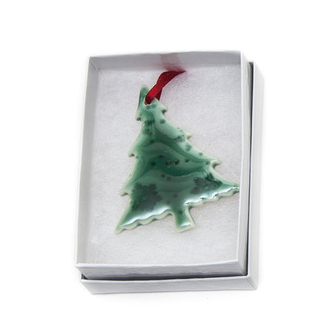Angel Ceramics Medium Glazed Tree Hanging Christmas Decoration