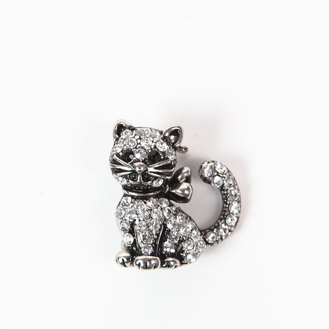 Cute Little Diamante Cat Brooch