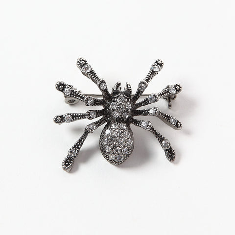 Sparkly Diamante Spider Brooch