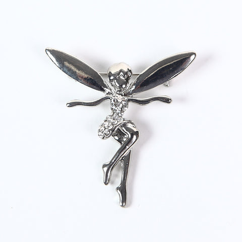 Elegant Fairy Brooch with Tiny Crystals 