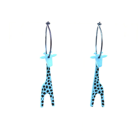 Lene Lundberg K-Form Turquoise/Black Spots Giraffe Earrings