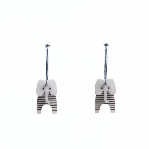 Lene Lundberg K-Form Grey Stripey Elephant Earrings