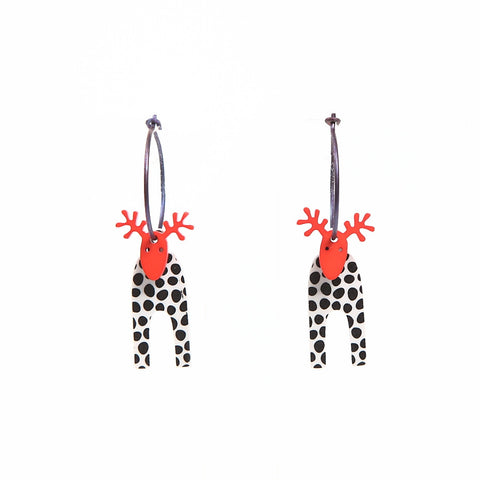 Lene Lundberg K-Form Black/White/Red Moose Earrings