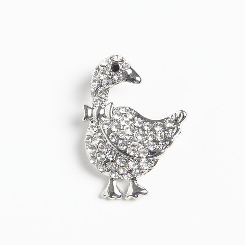 Sparkly Diamante Crystal Duck Brooch