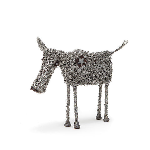 Sarah Jane Brown Knitted Wire Cow Sculpture three quarters view