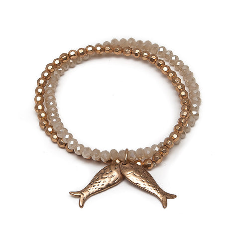 BC2256F - Bracelet Elastique Grosses Perles Brillantes Noir avec Charm  Etoile Pierre Style Marbre