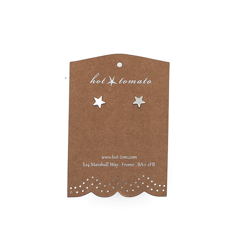 Hot Tomato Classic Star Stud Earrings in Worn Silver on card