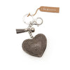 Hot Tomato Classic Heart Crystal Encrusted Keyring in pewter