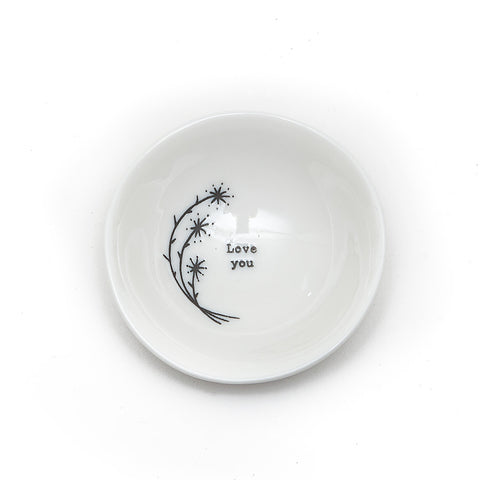 East of India Glazed Small Porcelain 'Love You' Dish
