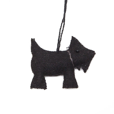 East of India Mini Black Scottie Hanging Felt Dog Decoration