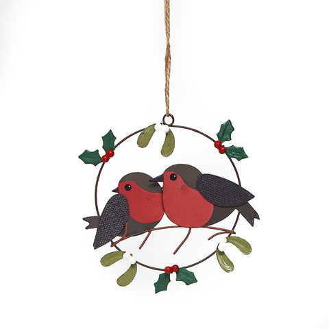 Pair of Robins in a Ring Hanging Decoration from Shoeless Joe