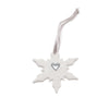 Angel Ceramics Matt Snowflake with Silver Heart Hanging Decoration