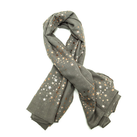 Grey Scarf with Gold Stars